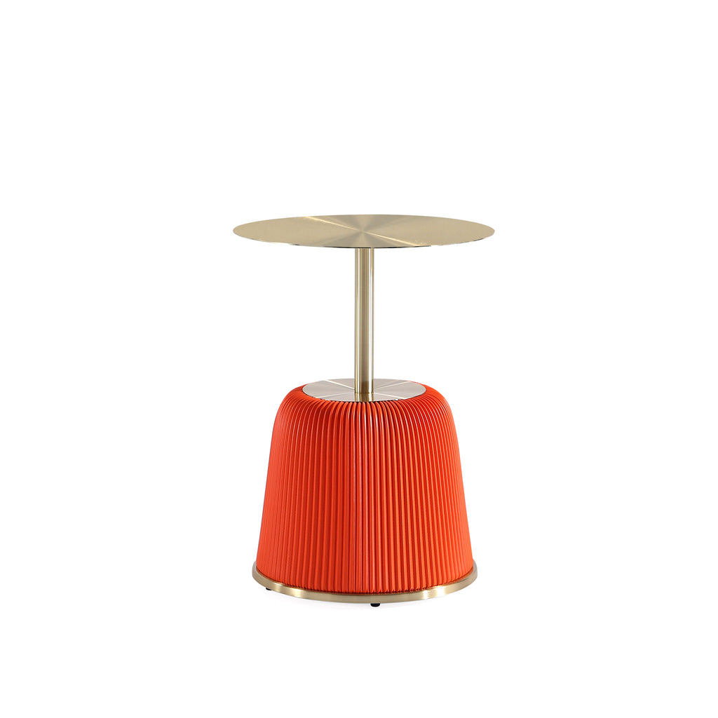 Manhattan Comfort Anderson Modern Metal Top Upholstered End Table in Orange