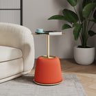 Manhattan Comfort Anderson Modern Metal Top Upholstered End Table in Orange