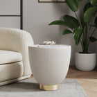 Manhattan Comfort Anderson Modern Sintered Stone Top Upholstered End Table in Cream