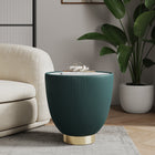 Manhattan Comfort Anderson Modern Sintered Stone Top Upholstered End Table in Green