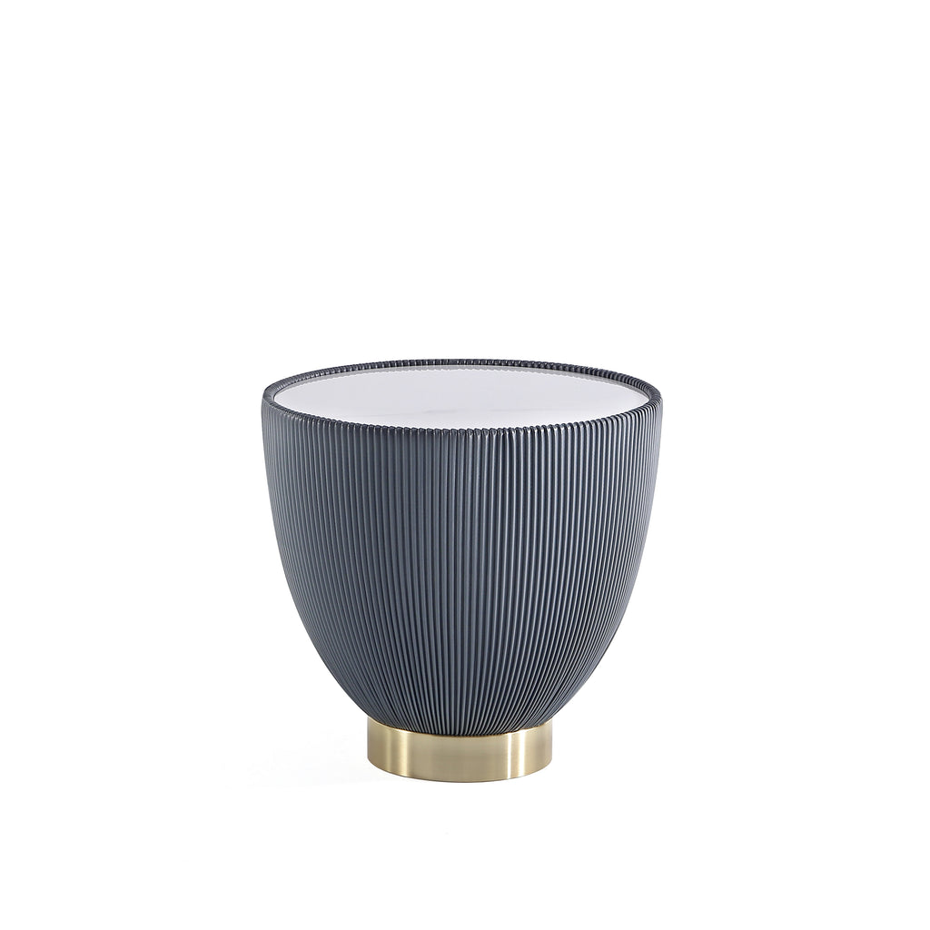 Manhattan Comfort Anderson Modern Sintered Stone Top Upholstered End Table in Gray