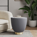 Manhattan Comfort Anderson Modern Sintered Stone Top Upholstered End Table in Gray