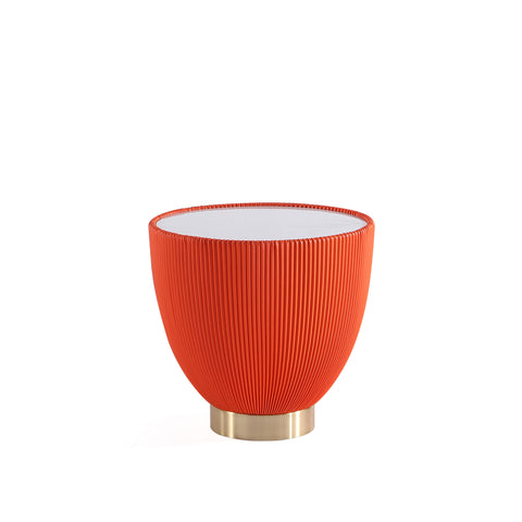 Manhattan Comfort Anderson Modern Sintered Stone Top Upholstered End Table in Orange