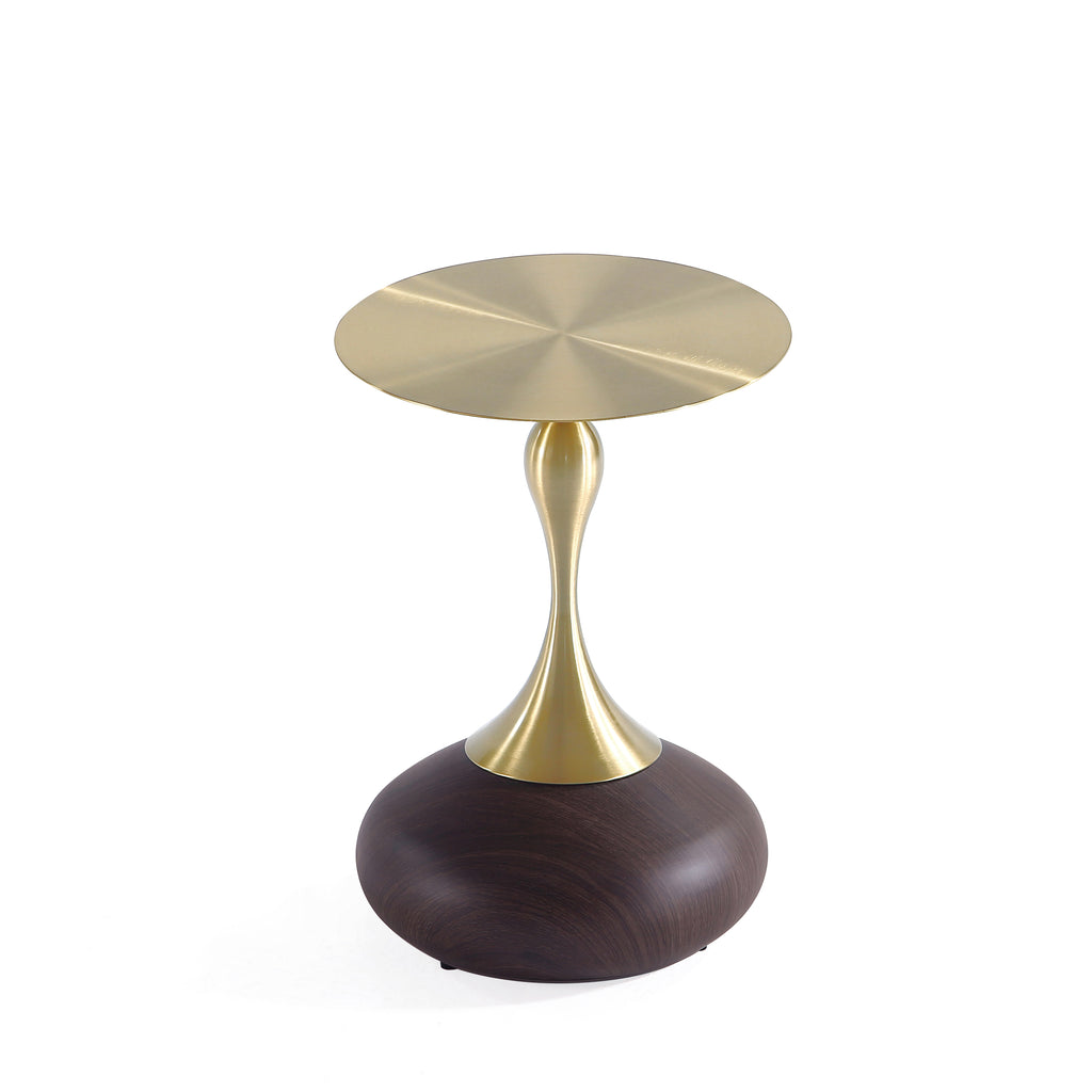 Manhattan Comfort Patchin Modern End Table in Brown and Gold
