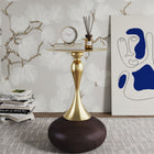 Manhattan Comfort Patchin Modern End Table in Brown and Gold