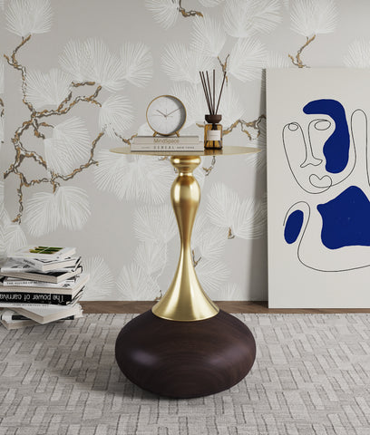 Manhattan Comfort Patchin Modern End Table in Brown and Gold