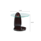 Manhattan Comfort Artesia Modern Glam Glass Top Wood End Table in Walnut