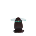 Manhattan Comfort Artesia Modern Glam Glass Top Wood End Table in Walnut
