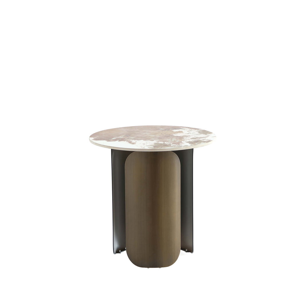 Manhattan Comfort Monica Modern Glam Sintered Stone Top End Table in Bronze