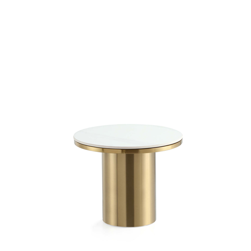Manhattan Comfort Glenn Modern Glam Sintered Stone Top End Table in Gold