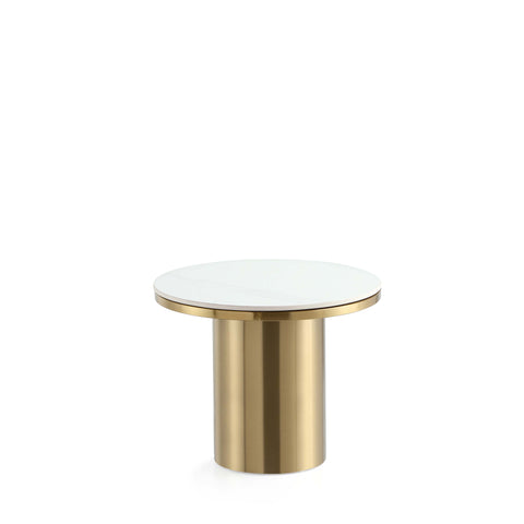 Manhattan Comfort Glenn Modern Glam Sintered Stone Top End Table in Gold