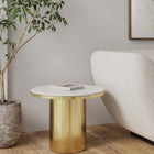 Manhattan Comfort Glenn Modern Glam Sintered Stone Top End Table in Gold