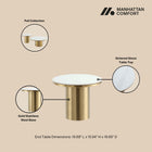 Manhattan Comfort Glenn Modern Glam Sintered Stone Top End Table in Gold