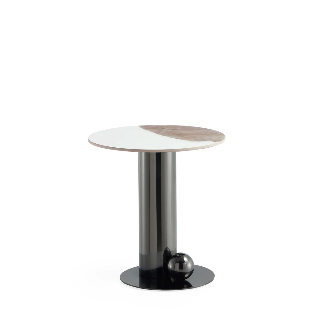 Manhattan Comfort Laurel Modern Glam Sintered Stone Top End Table in Black