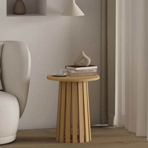 Manhattan Comfort Layla Scandinavian Modern End Table in Light Oak
