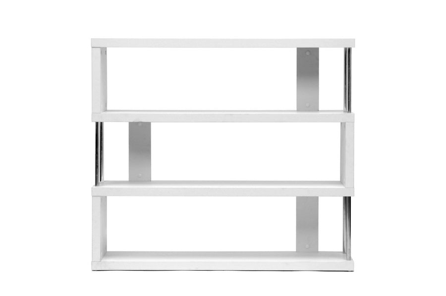 Baxton Studio Barnes White Three-Shelf Modern Bookcase 