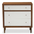Baxton Studio Harlow Mid-century Modern Scandinavian Style White and Walnut Wood 3-drawer Chest