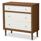 Baxton Studio Harlow Mid-century Modern Scandinavian Style White and Walnut Wood 3-drawer Chest
