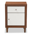 Baxton Studio Harlow Mid-century Modern Scandinavian Style White and Walnut Wood 1-drawer and 1-door Nightstand
