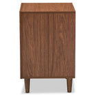 Baxton Studio Harlow Mid-century Modern Scandinavian Style White and Walnut Wood 1-drawer and 1-door Nightstand