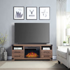 Manhattan Comfort Richmond Industrial Traditional 2-Piece Electric Fireplace in Black and Brown