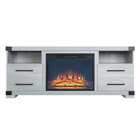 Manhattan Comfort Richmond Industrial Traditional 2-Piece Electric Fireplace in Black and Gray