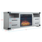 Manhattan Comfort Richmond Industrial Traditional 2-Piece Electric Fireplace in Black and Gray