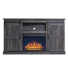 Manhattan Comfort Myrtle Modern Farmhouse 2-Piece Electric Fireplace in Black and Antique Brown