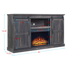 Manhattan Comfort Myrtle Modern Farmhouse 2-Piece Electric Fireplace in Black and Antique Brown