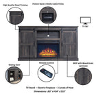 Manhattan Comfort Myrtle Modern Farmhouse 2-Piece Electric Fireplace in Black and Antique Brown