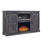 Manhattan Comfort Myrtle Modern Farmhouse 2-Piece Electric Fireplace in Black and Antique Brown