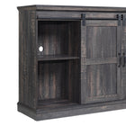 Manhattan Comfort Myrtle Modern Farmhouse 2-Piece Electric Fireplace in Black and Antique Brown