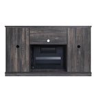 Manhattan Comfort Myrtle Modern Farmhouse 2-Piece Electric Fireplace in Black and Antique Brown
