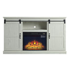 Manhattan Comfort Myrtle Modern Farmhouse 2-Piece Electric Fireplace in Black and Cream Oak