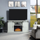 Manhattan Comfort Myrtle Modern Farmhouse 2-Piece Electric Fireplace in Black and Cream Oak