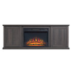 Manhattan Comfort Franklin Modern Farmhouse 2-Piece Electric Fireplace in Black and Brown