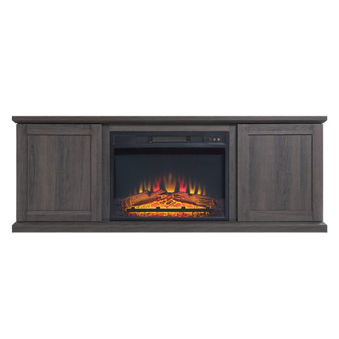 Manhattan Comfort Franklin Modern Farmhouse 2-Piece Electric Fireplace in Black and Brown
