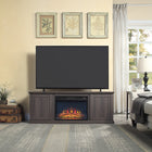 Manhattan Comfort Franklin Modern Farmhouse 2-Piece Electric Fireplace in Black and Brown