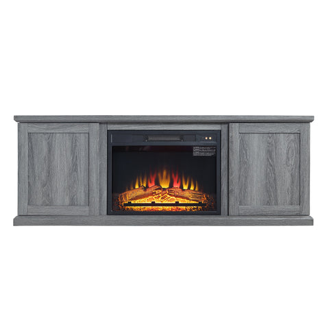 Manhattan Comfort Franklin Modern Farmhouse 2-Piece Electric Fireplace in Black and Gray