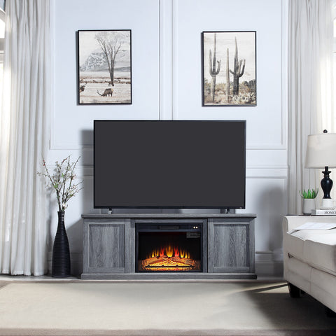 Manhattan Comfort Franklin Modern Farmhouse 2-Piece Electric Fireplace in Black and Gray