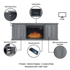 Manhattan Comfort Franklin Modern Farmhouse 2-Piece Electric Fireplace in Black and Gray