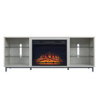 Manhattan Comfort Brighton Modern 2-Piece Electric Fireplace in Black and Beige