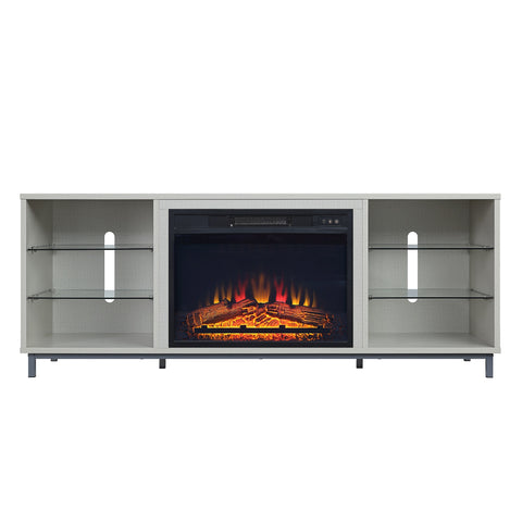 Manhattan Comfort Brighton Modern 2-Piece Electric Fireplace in Black and Beige