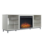 Manhattan Comfort Brighton Modern 2-Piece Electric Fireplace in Black and Beige