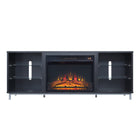 Manhattan Comfort Brighton Modern 2-Piece Electric Fireplace in Black and Onyx