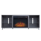 Manhattan Comfort Brighton Modern 2-Piece Electric Fireplace in Black and Gray