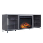 Manhattan Comfort Brighton Modern 2-Piece Electric Fireplace in Black and Gray