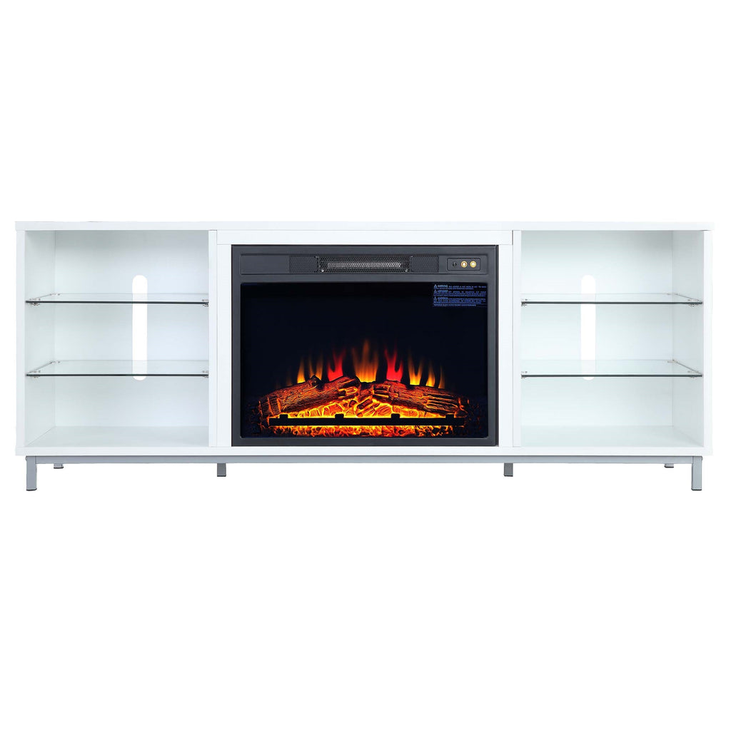 Manhattan Comfort Brighton Modern 2-Piece Electric Fireplace in Black and White