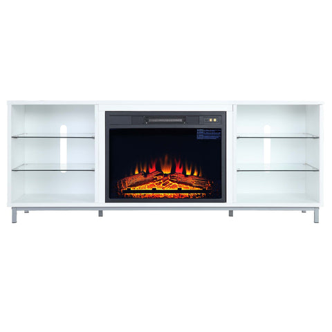 Manhattan Comfort Brighton Modern 2-Piece Electric Fireplace in Black and White