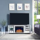 Manhattan Comfort Brighton Modern 2-Piece Electric Fireplace in Black and White